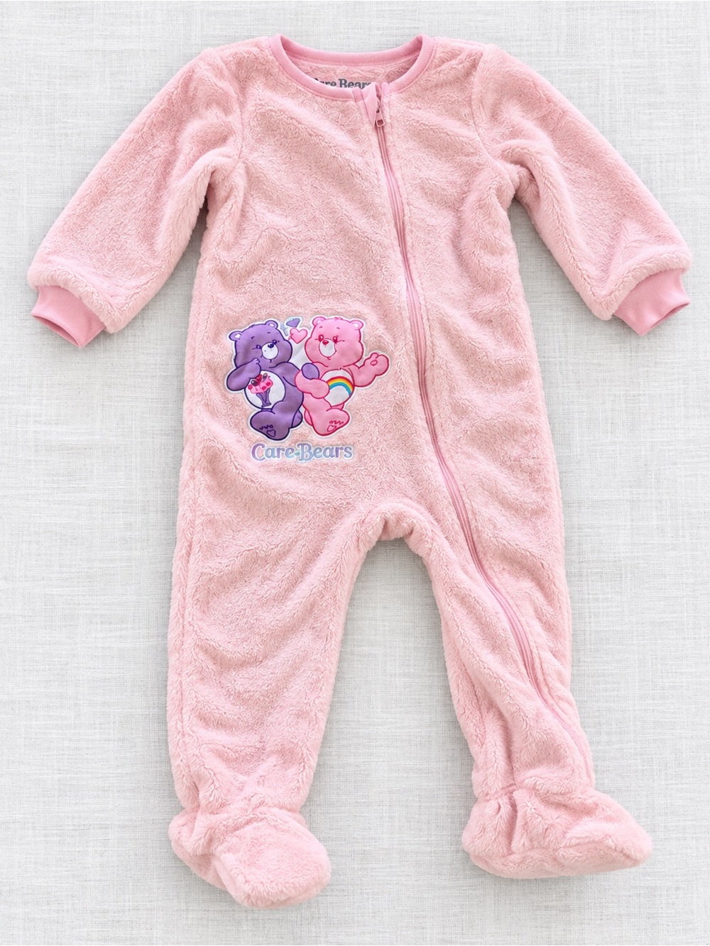 NWT Care Bears Pink Plush Footed Sleeper Pajamas 12-18 Months